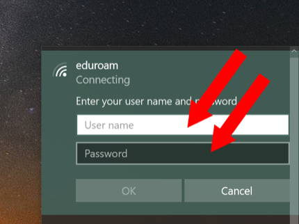 Eduroam Connecting Username and Password